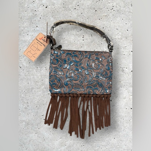NWT Justin Boots Fringe Mini Shoulder Bag - Picture 1 of 9